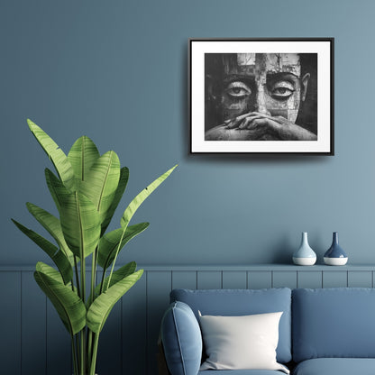 Silent Contemplation - Framed Canvas b&w Wall Art