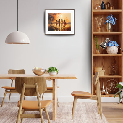 Sunlit Stroll - Framed Canvas Wall Art
