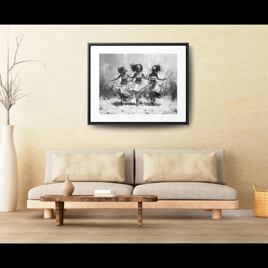 Windswept Rhythm - Framed Canvas b&w Wall Art