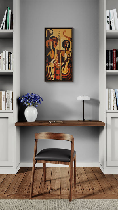 The Melodic Duo - Framed Canvas Wall Art