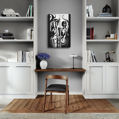 The Melodic Duo - Canvas b&w Wall Art
