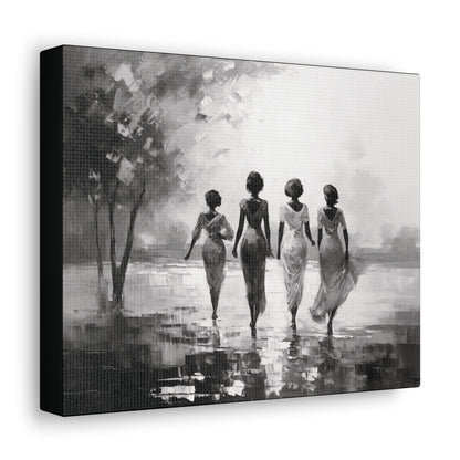 Sunlit Stroll - Canvas b&w Wall Art