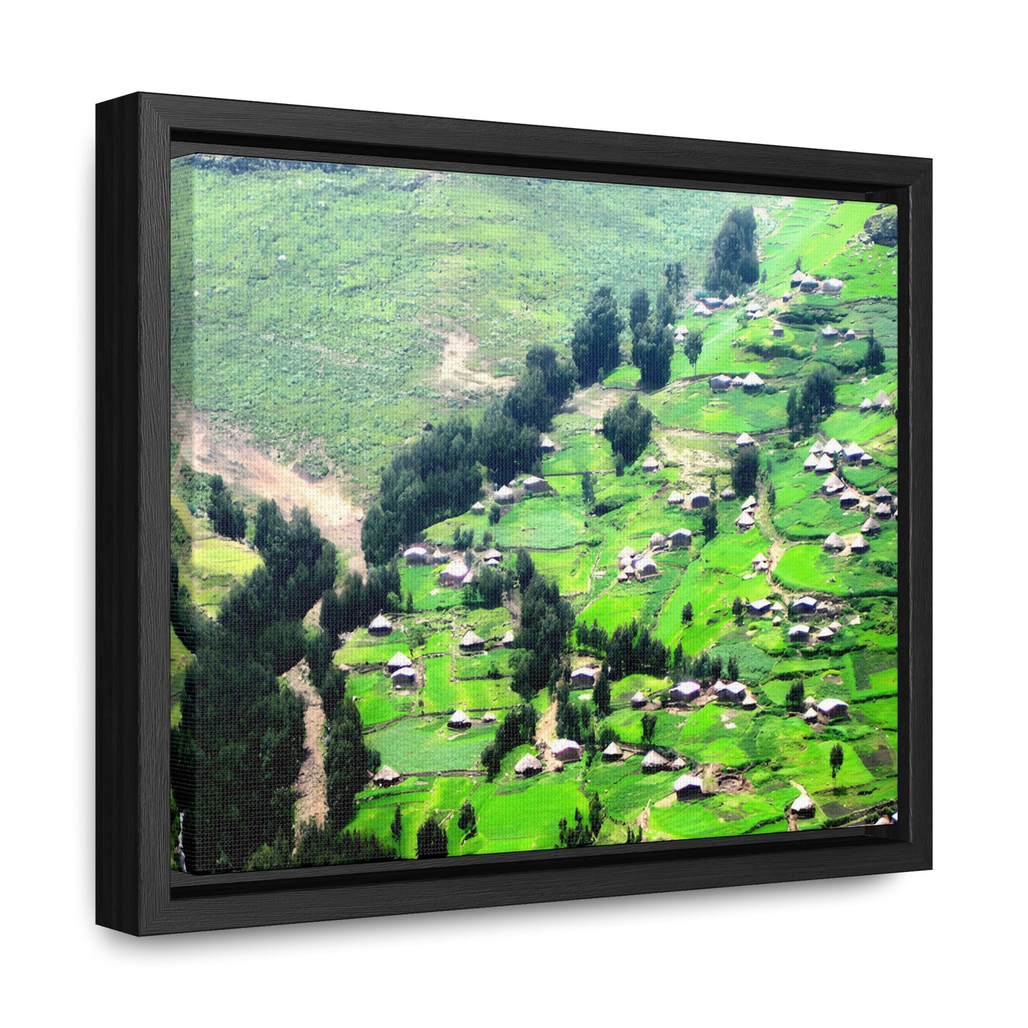 The Simien Mountain Village - Framed Canvas Photography