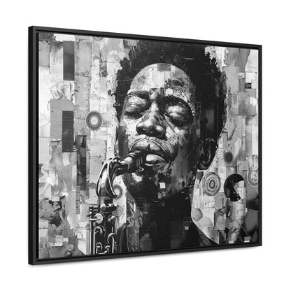 Soul of the Sax - Framed Canvas b&w Wall Art