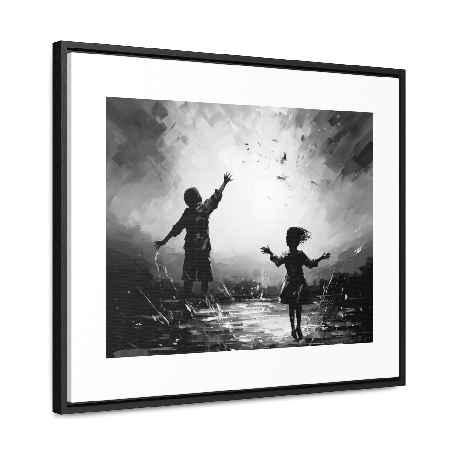 Playing with Light - Framed Canvas b&w Wall Art