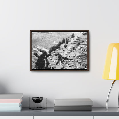 The Simien Mountain Village - Framed Canvas b&w Photography
