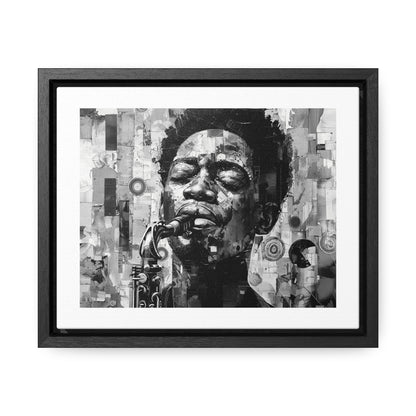 Soul of the Sax - Framed Canvas b&w Wall Art