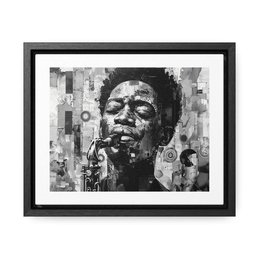 Soul of the Sax - Framed Canvas b&w Wall Art