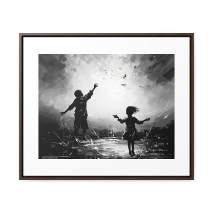 Playing with Light - Framed Canvas b&w Wall Art