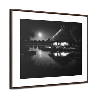 Moonlit Serenity - Framed Canvas b&w Wall Art