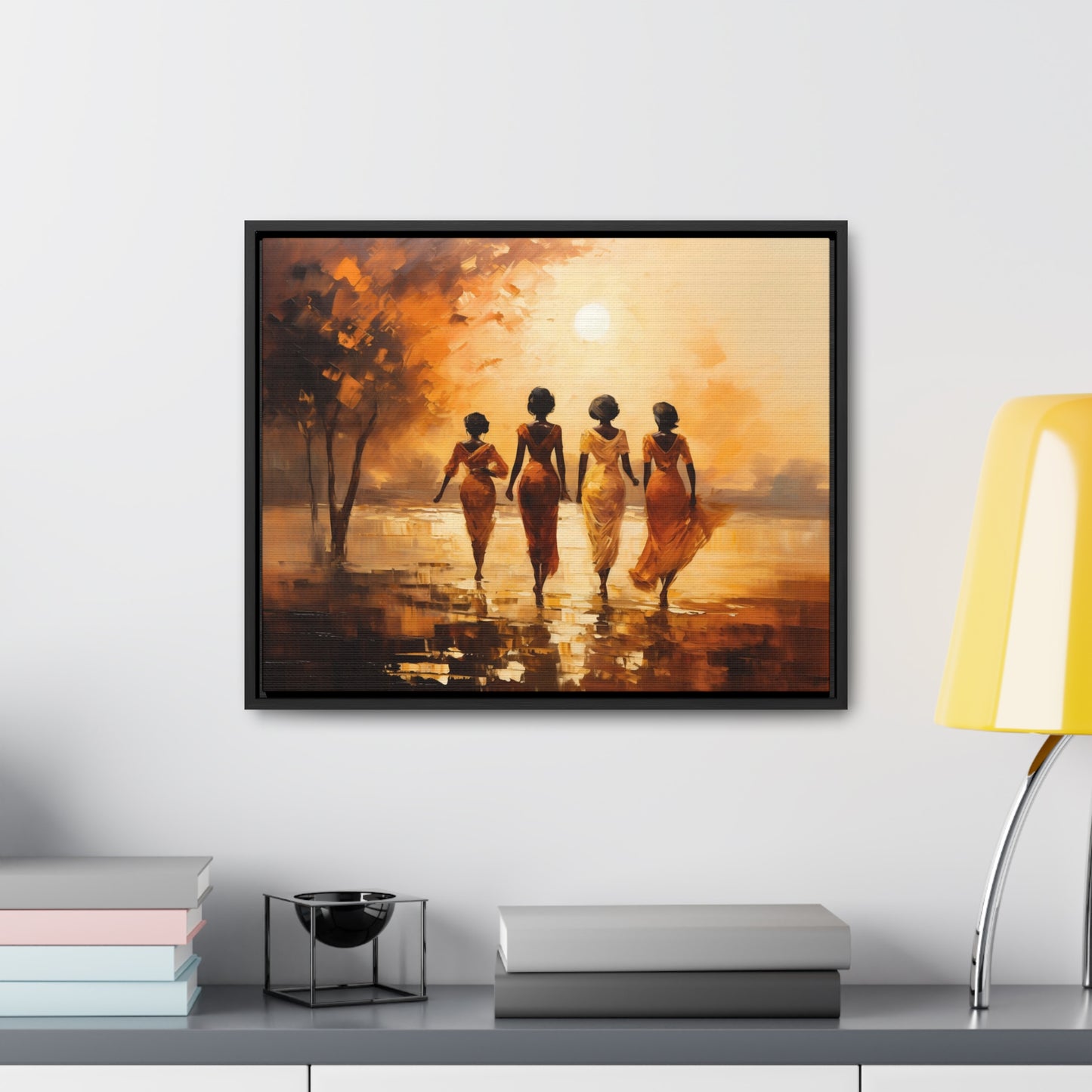 Sunlit Stroll - Framed Canvas Wall Art
