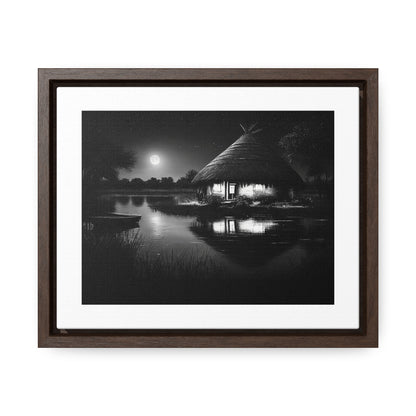 Moonlit Serenity - Framed Canvas b&w Wall Art