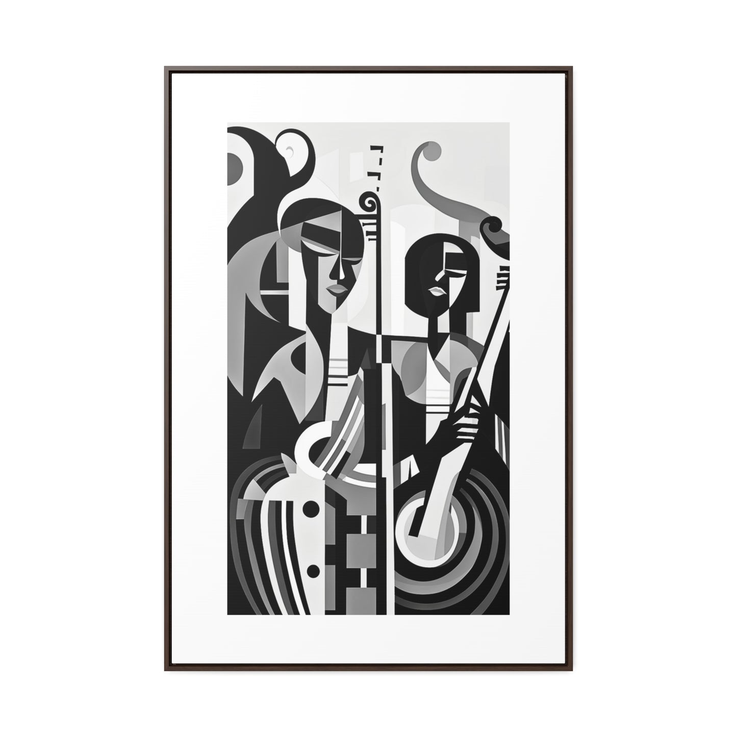 The Melodic Duo - Framed Canvas b&w Wall Art