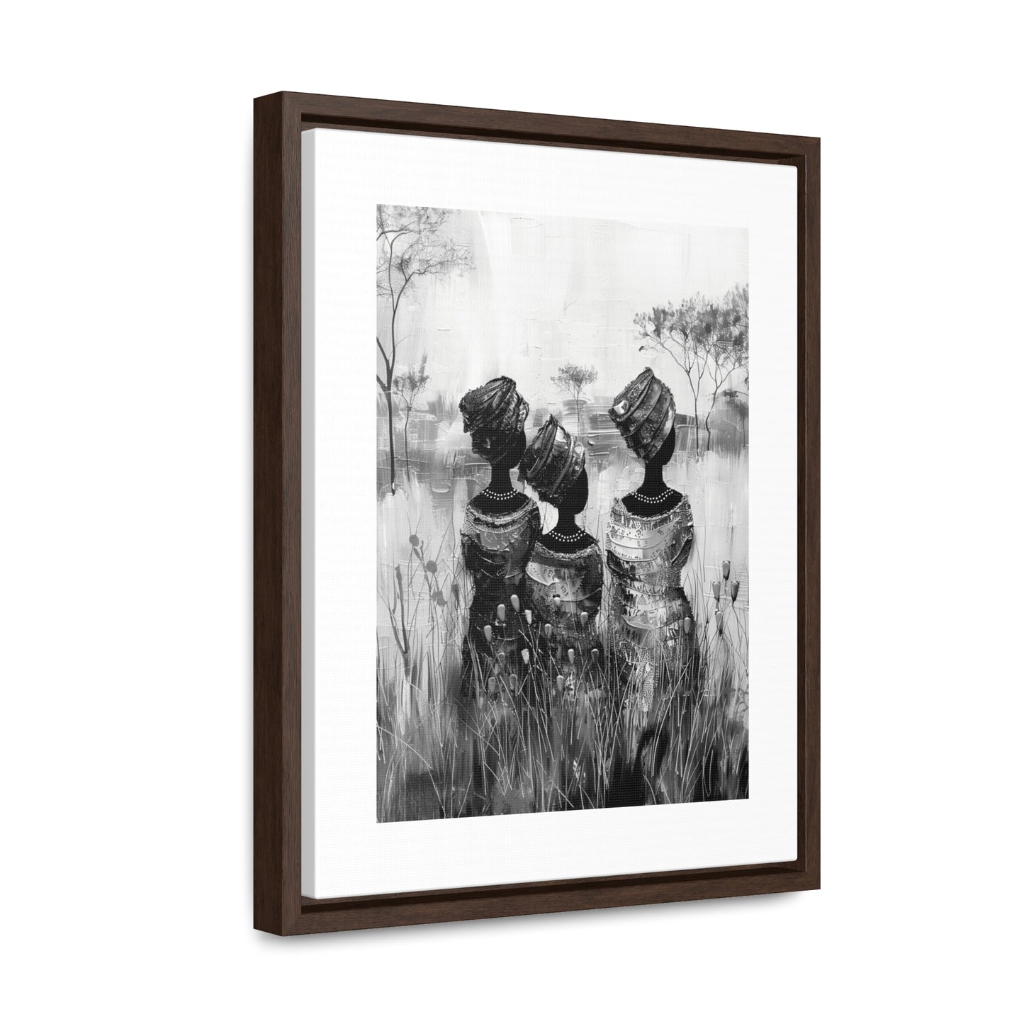 Sisters of the Savannah - Framed Canvas b&w Wall Art