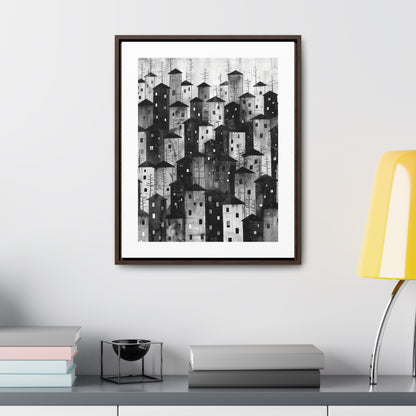 City of Inner Heights - Framed Canvas b&w Wall Art