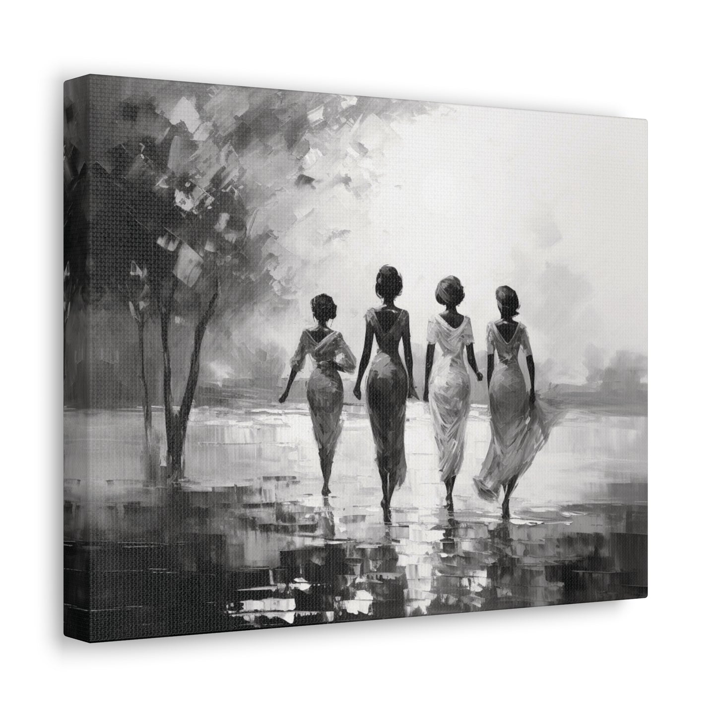 Sunlit Stroll - Canvas b&w Wall Art