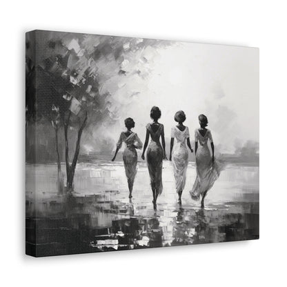 Sunlit Stroll - Canvas b&w Wall Art
