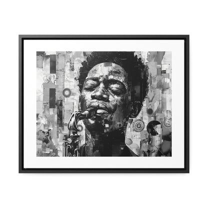 Soul of the Sax - Framed Canvas b&w Wall Art