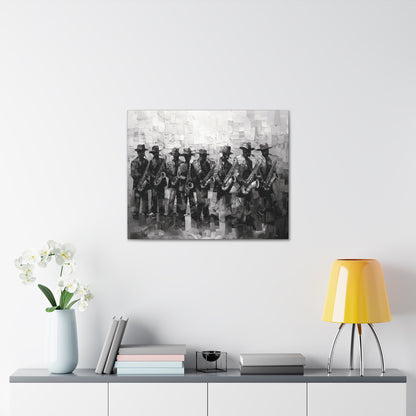 Sax Clan Harmony - Canvas b&w Wall Art