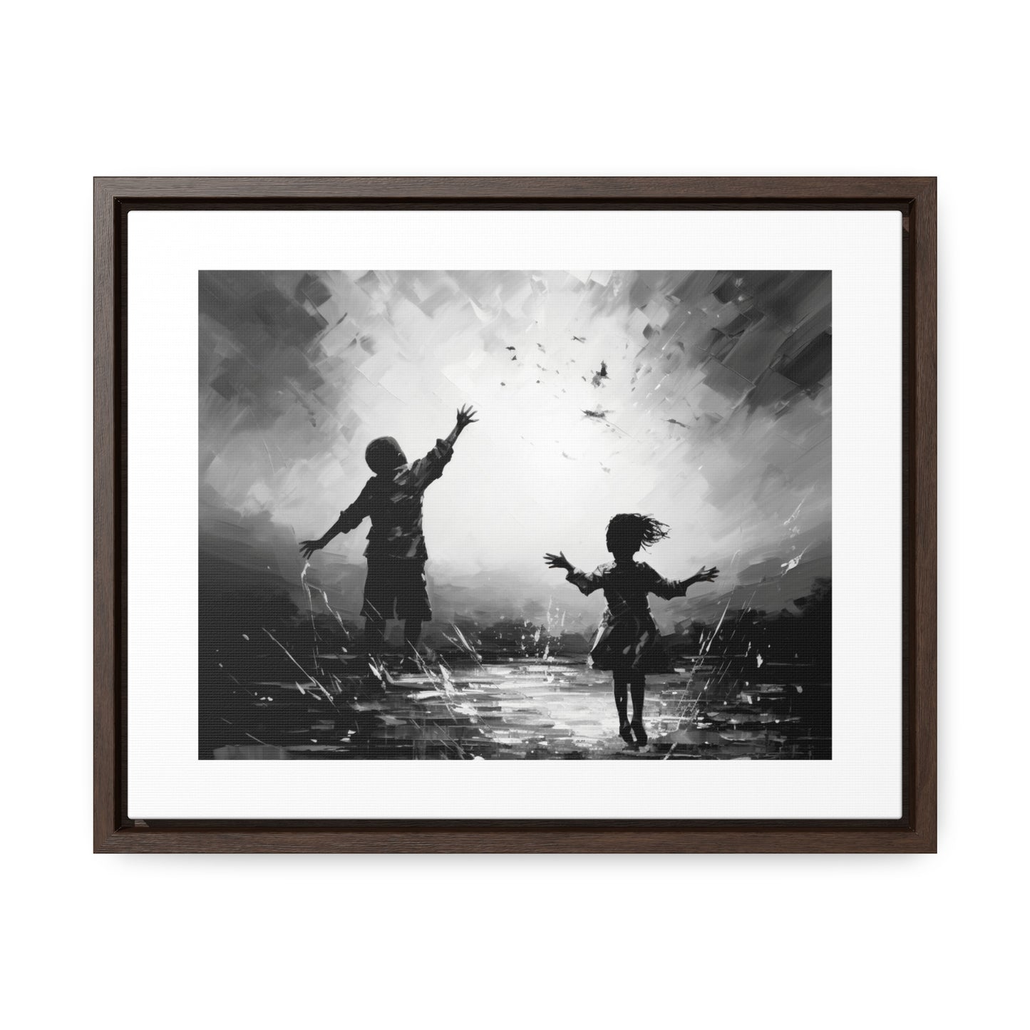 Playing with Light - Framed Canvas b&w Wall Art