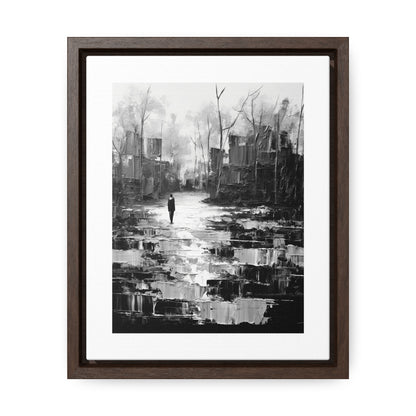 Solitude's Wisdom - Framed Canvas b&w Wall Art