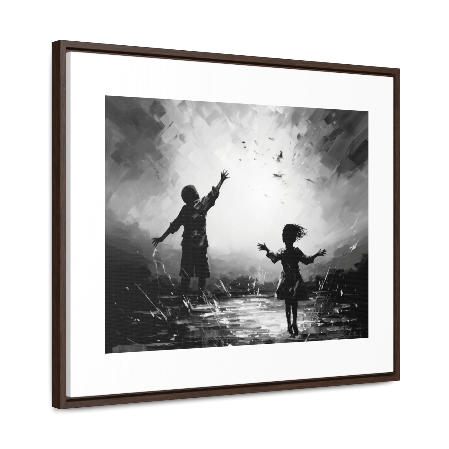 Playing with Light - Framed Canvas b&w Wall Art