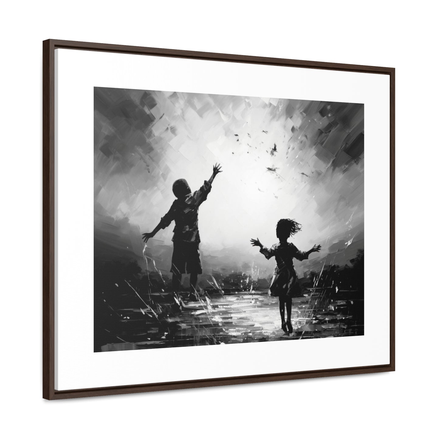 Playing with Light - Framed Canvas b&w Wall Art