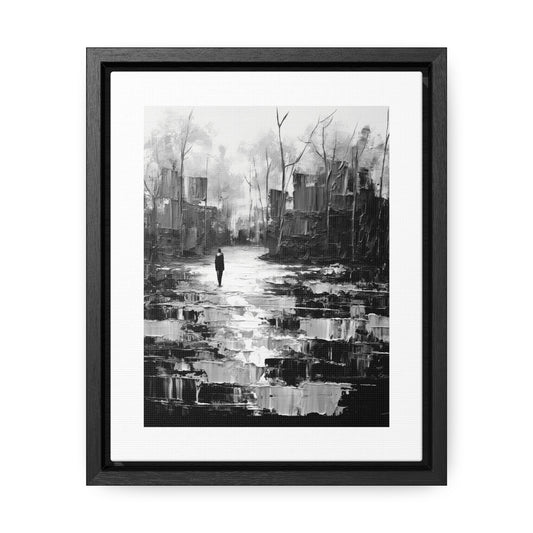 Solitude's Wisdom - Framed Canvas b&w Wall Art