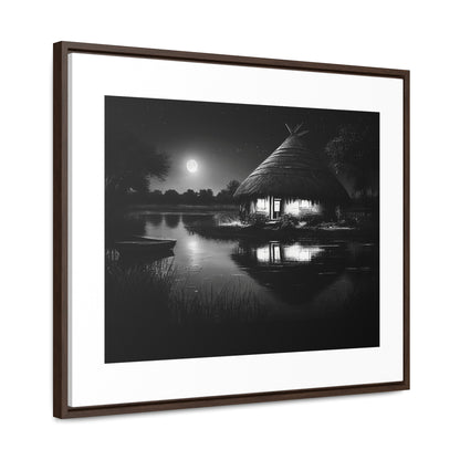 Moonlit Serenity - Framed Canvas b&w Wall Art
