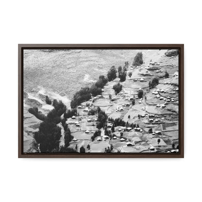 The Simien Mountain Village - Framed Canvas b&w Photography