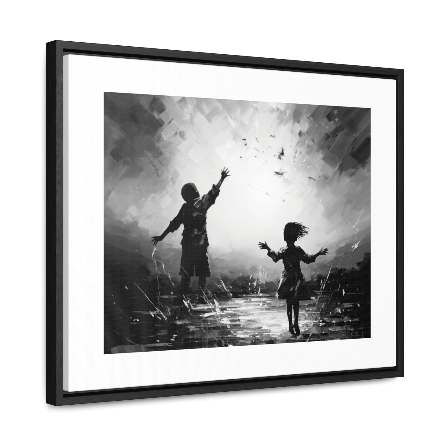 Playing with Light - Framed Canvas b&w Wall Art