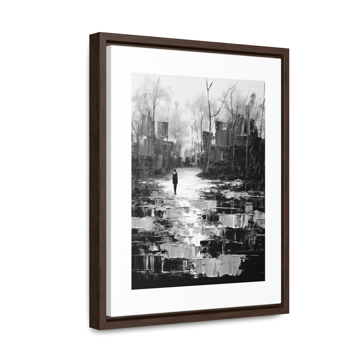 Solitude's Wisdom - Framed Canvas b&w Wall Art