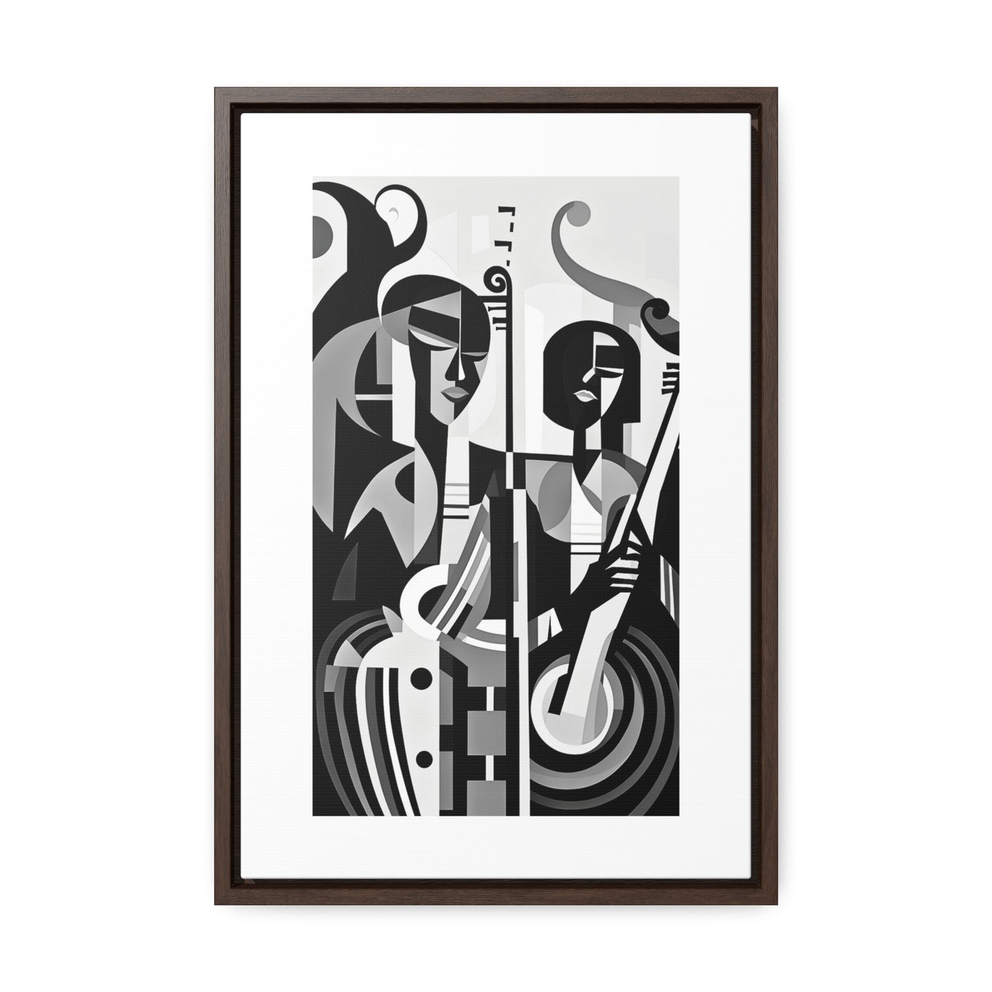 The Melodic Duo - Framed Canvas b&w Wall Art