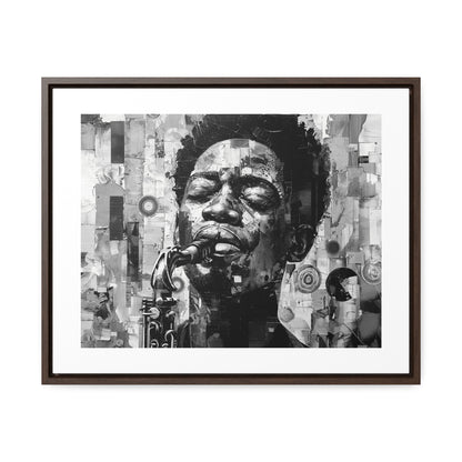 Soul of the Sax - Framed Canvas b&w Wall Art