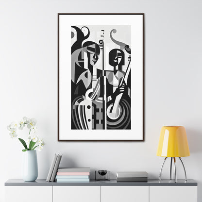 The Melodic Duo - Framed Canvas b&w Wall Art