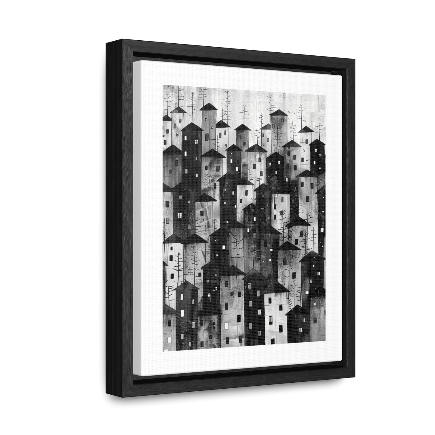 City of Inner Heights - Framed Canvas b&w Wall Art