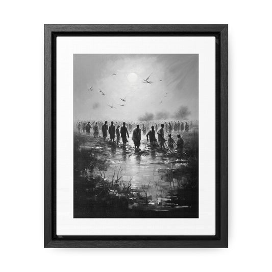 Exodus - Framed Canvas b&w Wall Art