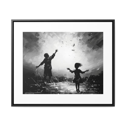 Playing with Light - Framed Canvas b&w Wall Art