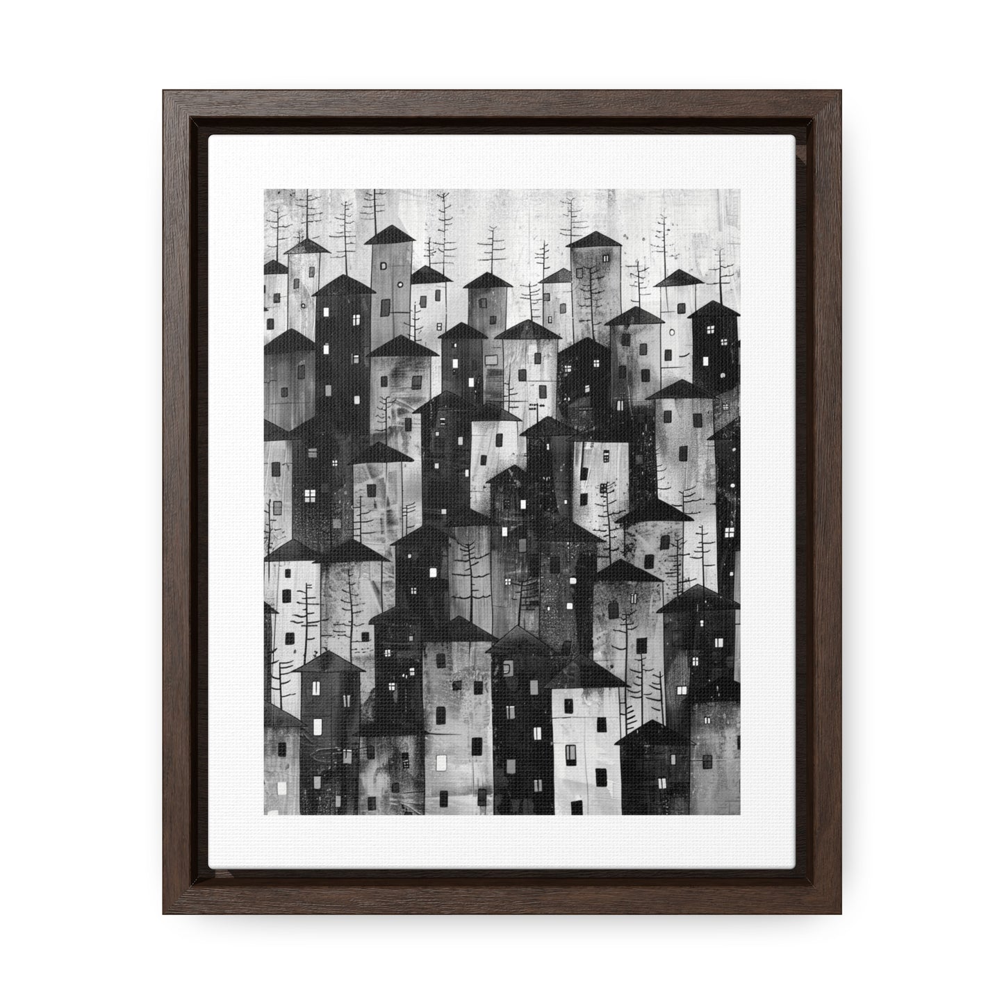 City of Inner Heights - Framed Canvas b&w Wall Art
