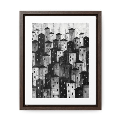 City of Inner Heights - Framed Canvas b&w Wall Art