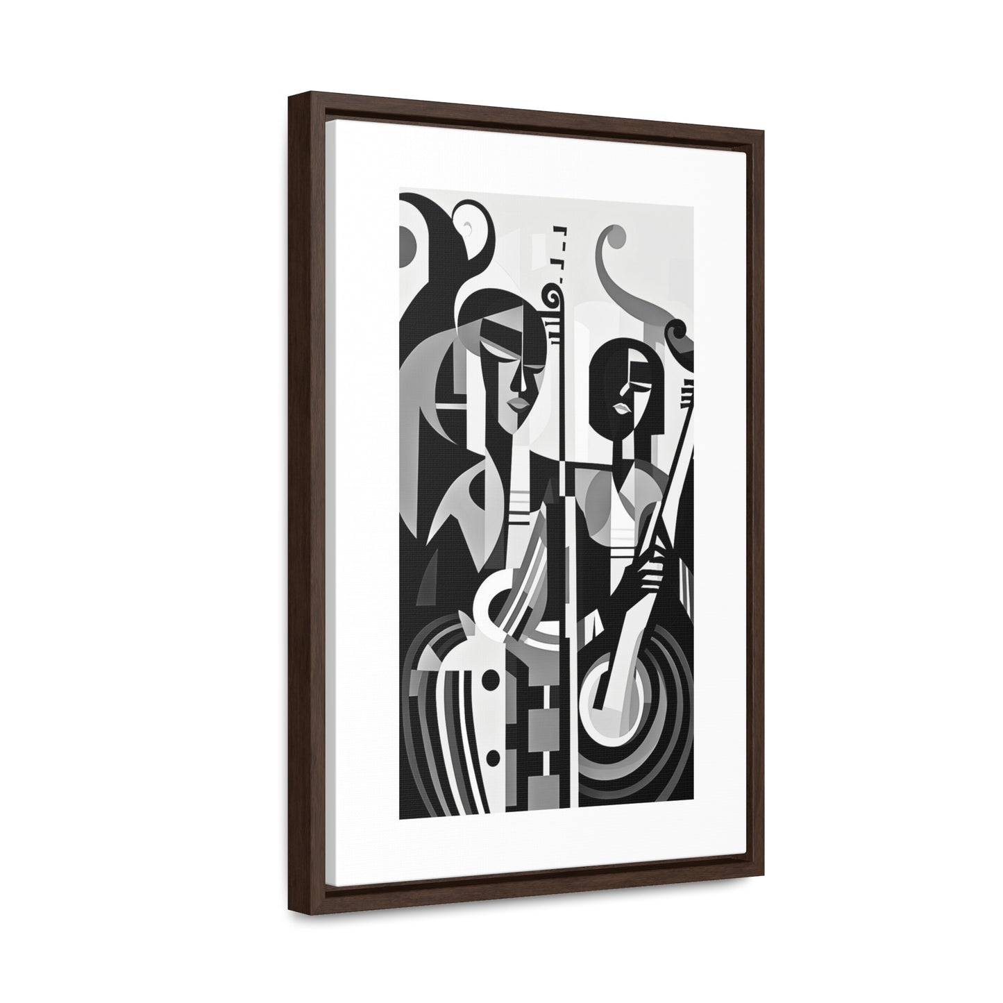 The Melodic Duo - Framed Canvas b&w Wall Art