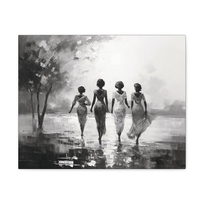 Sunlit Stroll - Canvas b&w Wall Art