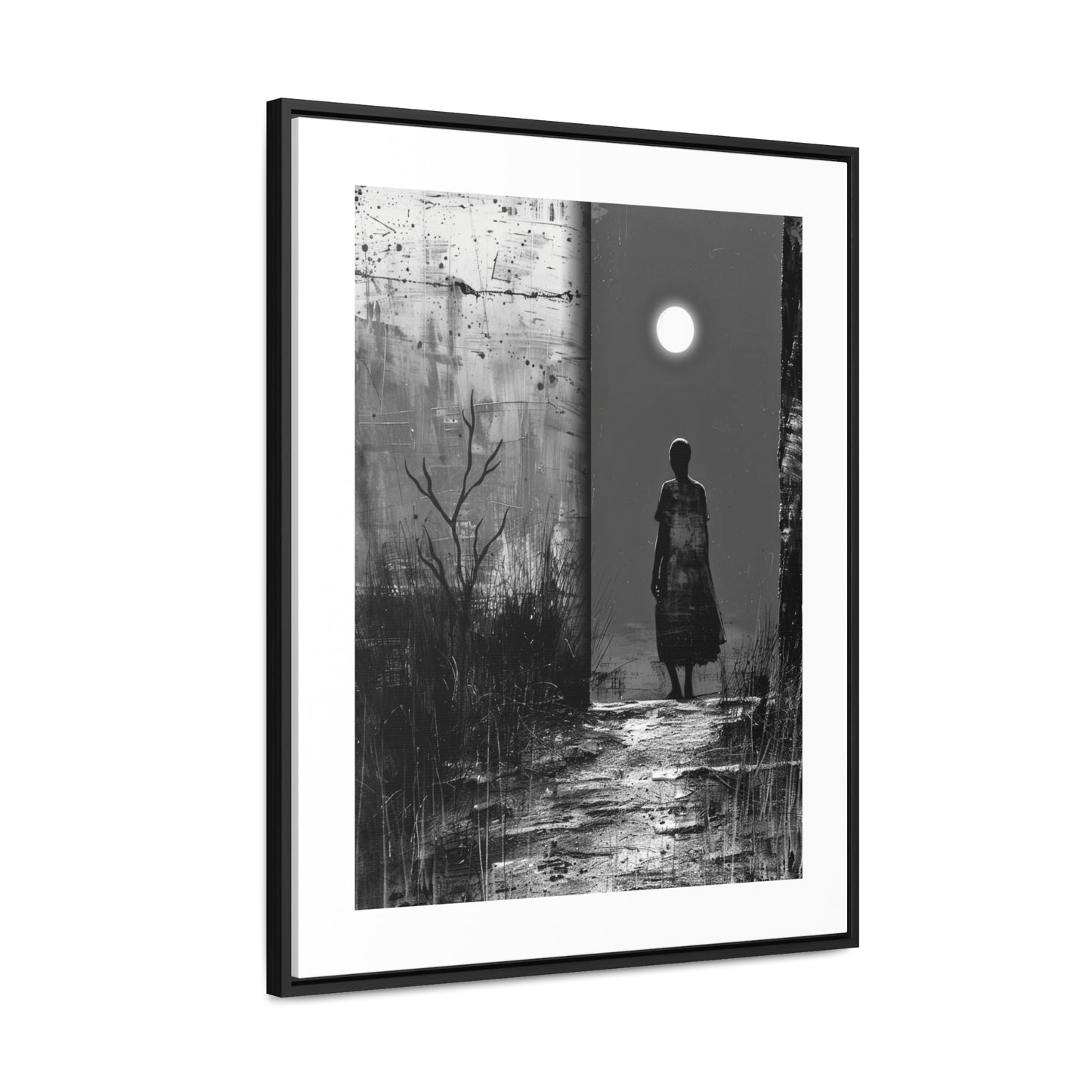 Turned the Corner - Framed Canvas b&w Wall Art