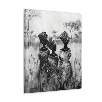 Sisters of the Savannah - Canvas b&w Wall Art