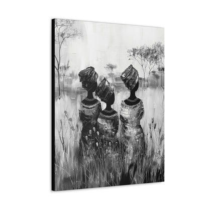 Sisters of the Savannah - Canvas b&w Wall Art
