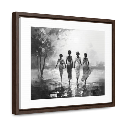 Sunlit Stroll - Framed Canvas b&w Wall Art