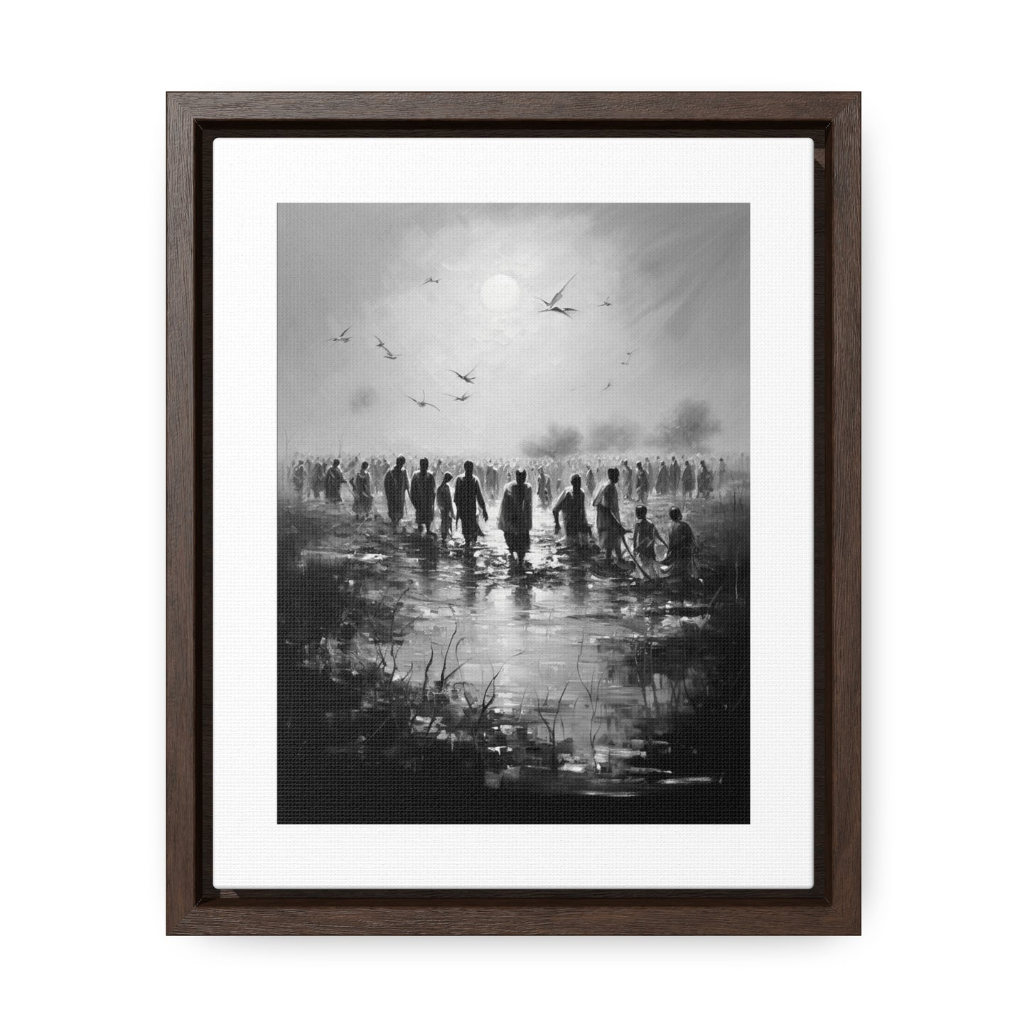 Exodus - Framed Canvas b&w Wall Art