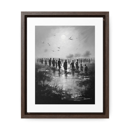 Exodus - Framed Canvas b&w Wall Art