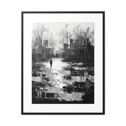 Solitude's Wisdom - Framed Canvas b&w Wall Art