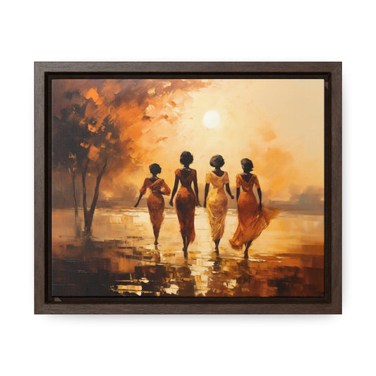 Sunlit Stroll - Framed Canvas Wall Art